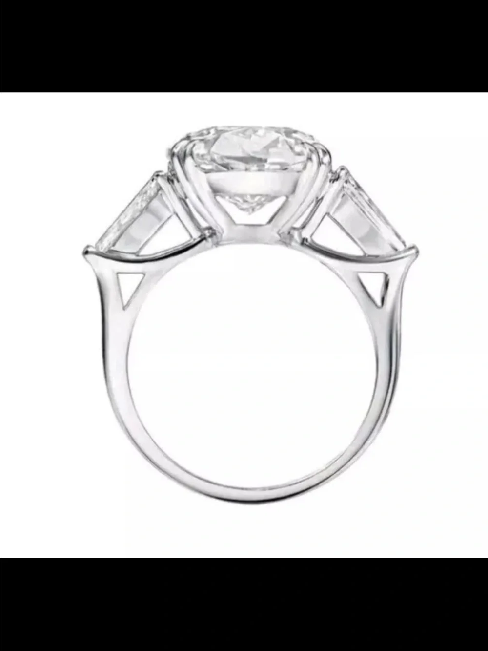 Classic Oval Simulated Diamond Three Stone Ring in White Gold Colored Metal